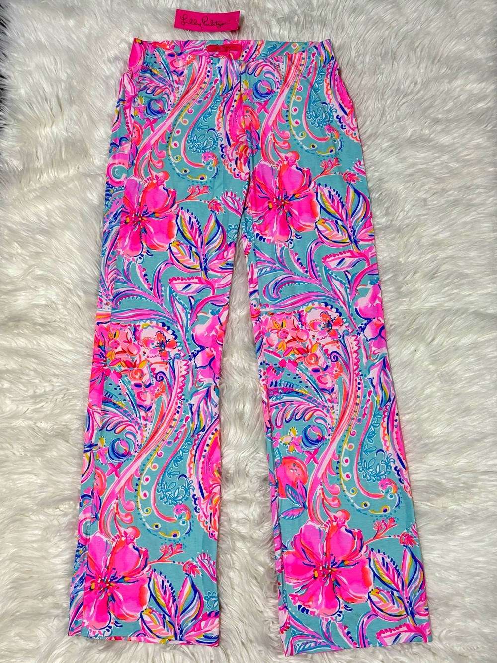 Lilly Pulitzer Georgia May Wide Leg Palazzo Pants Isla de Coco Pink Floral NWT
